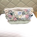 かぎ針編みお花ミニバック＆お花チャームセット  　薄いグリーン
