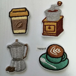 4枚入コーヒーセット　刺繍アイロンワッペン