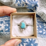 13号【サイズ調整不可】《silver925》Sierra Nevada turquoise✴︎ Rectangle ring❤︎