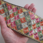 【80㎝カット済み】シルク刺繍リボン　Carpet of flowers 【ピンク】