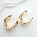 絡まるゴールドフープ ノンホールピアス イヤリン
