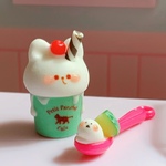 ③「白猫クリームソーダ3点セット」ミニチュア小物やストラップ・フックピアスに