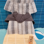 うさぎ♡夏の浴衣♡グレーストライプ♡