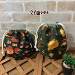ハンドメイド◆まるい巾着袋◆2個セット◆金魚妖怪◆狸妖怪◆妖怪グッズ◆花日和畳