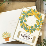 再販 【お誕生日カード・バースデーカード】ミモザリースでお祝いを！