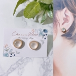 クリアパールの小粒ピアス/ノンホールピアス
