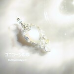 ムーンストーン&ビーズペンダント（ワイヤージュエリー☆ワイヤーアクセサリー☆ワイヤーラッピング天然石ネックレス☆KuthumistyleⓇ☆クツミスタイル）