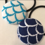 ミナペルホネン ヘアゴム handmade くるみぼたんセット ホワイト ブルー