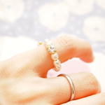 "for you"　パールとクリスタル　コイルリング
