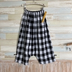 リネンサルエルパンツ　パンツタイプ　ギンガムチェック 丈77ｃｍ