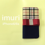 iPhone 6/6s☆チェックバイカラー リボン　イエロー