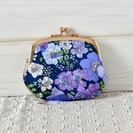 二口がま口　リバティ　アメリーズローズガーデン　青