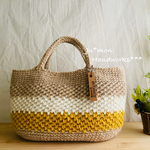 mustard★white＊jute bag☆