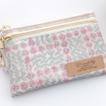 LIBERTY　Sleeping Rose　スリーピングローズ　ローズピンク　ビニコのＷファスナーポーチ　コイン、キーケースに♪