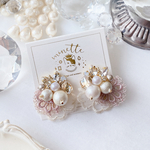 刺繍flower lace bijou pierce 【 pink】