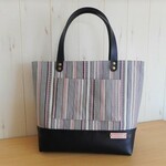 skyppさま専用　倉敷帆布　ボーダー柄　ピンク×グレー＆合皮のトートバッグ　