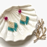 ◇fringe ×  earrings ◇(turquoise × pink)