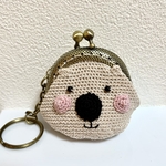 【訳あり】【送料無料】【ハンドメイド】がま口　ウォンバット　アニマルコインケース　キーホルダー