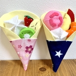 【送料無料】【ハンドメイド】フェルトでつくったクレープ屋さん