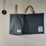♪再販☆チャコールグレー×カフェオレ　レッスンバッグ　上履き入れ