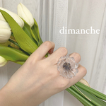 ラベンダー　クリア　フラワー　リング