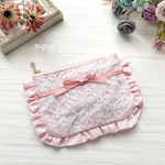 レースフリルポーチ ピンク