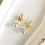 [送料無料]  クラウンチャーム　ピアス　✨　ゴールド　ピアス　ガラスパール　王冠　
