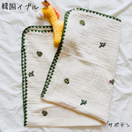 人気 韓国 イブル サボテン 刺繍　3重 ガーゼ ブランケット 75×95㎝  サボテン 刺繍 出産祝い おくるみ ガーゼケット 綿 コットン 