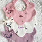 cherry bib*.。名入れスタイとヘアゴムset  