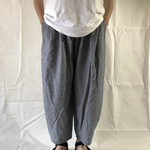 綿麻　ミニ千鳥　ワイドパンツ
