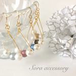 ＊3色パールのフープ＊ピアス・イヤリング