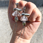 【再販 × 4】 silver ball ／ボールチェーン と クリア シルバー の 大ぶり 個性的 ピアス イヤリング