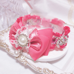限定品🧚‍♀️新作♡リボン首輪♡ローズパラダイス♡コーラルピンクロゼット&スカラップサテンリボン♡