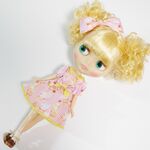 ネコアイス柄ワンピース(イエロー)　ブライス リカちゃん　ARomantic　