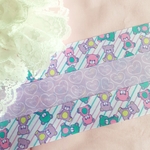 両面リボン幅38mm☆くまくま(斜めカラフル) 2ｍ
