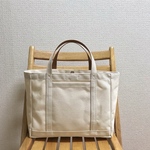 「軽いボックストート」通勤トート「生成り×キャメル」帆布トートバッグ 倉敷帆布 和泉木綿帆布【受注制作】