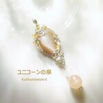 サンムーンストーン＆雫ペンダント（ワイヤージュエリー☆ワイヤーアクセサリー☆ワイヤーラッピング天然石ネックレス☆KuthumistyleⓇ☆クツミスタイル）