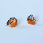 有田焼 陶片 x 金継ぎ ピアス イヤリング （オレンジアベンチュリン)
