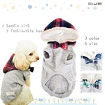 トップス フーディー パーカー 極小犬 パピー 超小型犬 小型犬 犬 猫 ペット 服 犬服 猫服 犬の服 猫の服 洋服 ウェア 蝶ネクタイ りぼん 秋 冬 チェック かわいい J37 J38 J39