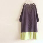 ダブルガーゼ×USAコットンのドロップショルダーチュニックワンピ。幾何学模様。【М】