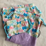 【ラスト1点】リボンちょうちょ× パープルドット 巾着3点セット…お弁当袋コップ袋
