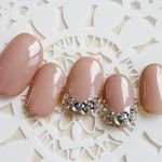 ベージュの大人可愛いパーティーネイル/ウェディング/結婚式/ネイルチップ/付け爪/Ｊ35  