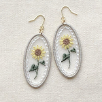 オーガンジー刺繍　向日葵のピアス/イヤリング