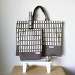 michi-suzu様オーダーレッスンバッグセット+靴袋巾着（グレー四角）