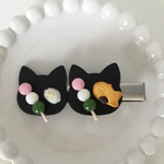 和菓子のヘアクリップ♡ニャンコプレート♡6cm♡右用