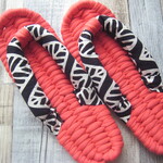 布ぞうり：Vermilion24cm/北欧black leaf