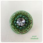 ビーズ刺繍ブローチ　Botanic Black Diamond