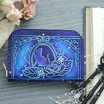 【紫陽花色】薔薇と紫陽花と猫の洋古書風コインケース