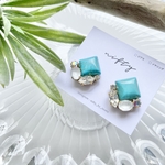 [no.34] ターコイズ×スワロフスキーのイヤリング/ピアス