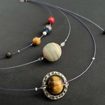 太陽系九つの惑星ネックレス　ブルー&青紫ワイヤー　D